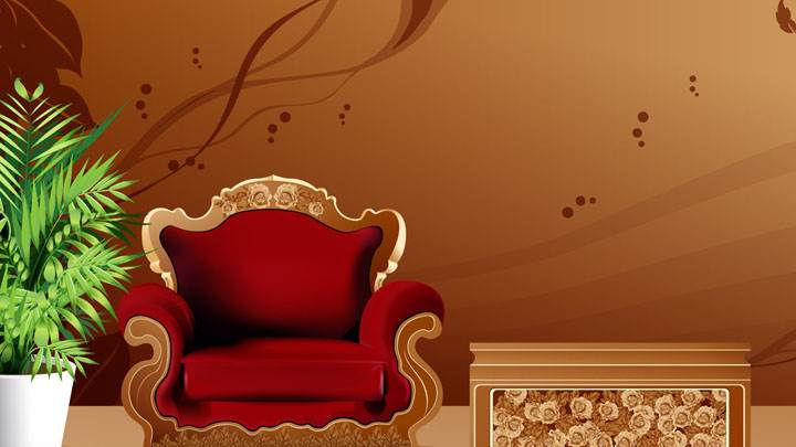 Red Sofa And Brown Digital Background